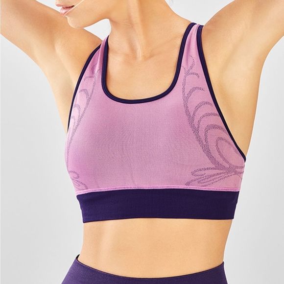 Fabletics Pink Swirl Eliza Seamless Sports Bra - Picture 1 of 9